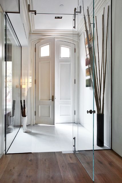 frameless glass doors are the best way to separate the spaces gently