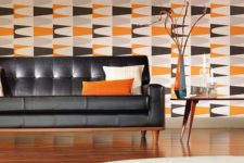 24 grey, orange, black and white geometric wallpaper just drives you crazy