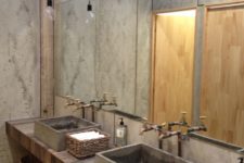 24 reclaimed wood countertop with concrete sinks and baskets