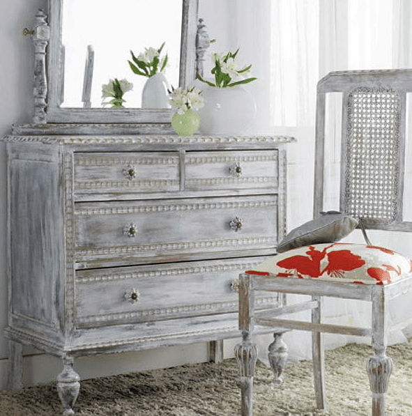 giving your dresser a shabby chic look is easy with whitewashing technique