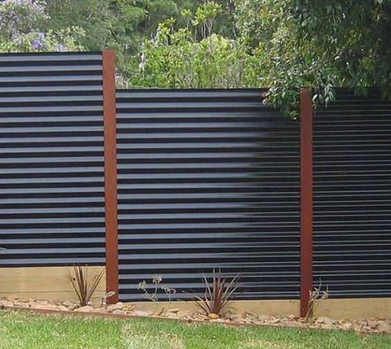 corrugated metal privacy fence is a very durable and modern option