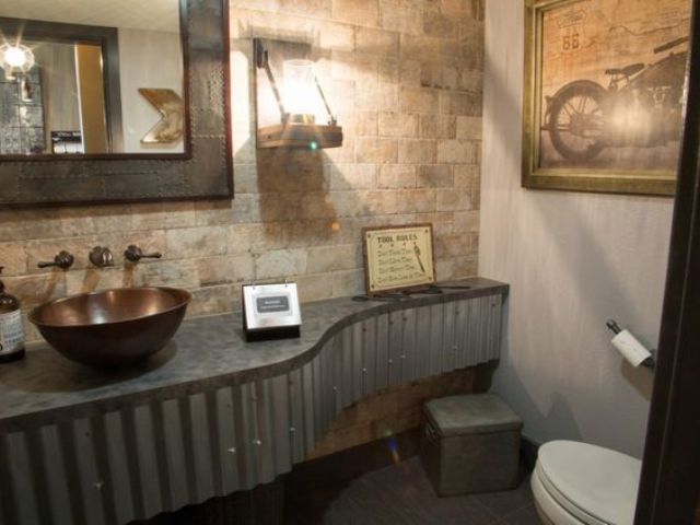 corrugated metal bathroom vanity