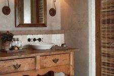 27 rustic vintage bathroom vanity with baskets and drawers
