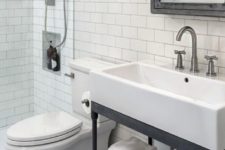 28 metal and wood bathroom vanity on casters looks vintage and industrial