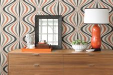 28 orange, white and grey wallpaper with a geometric look