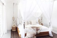 29 boho chic-inspired bedroom with a cool bamboo beams for hanging a canopy