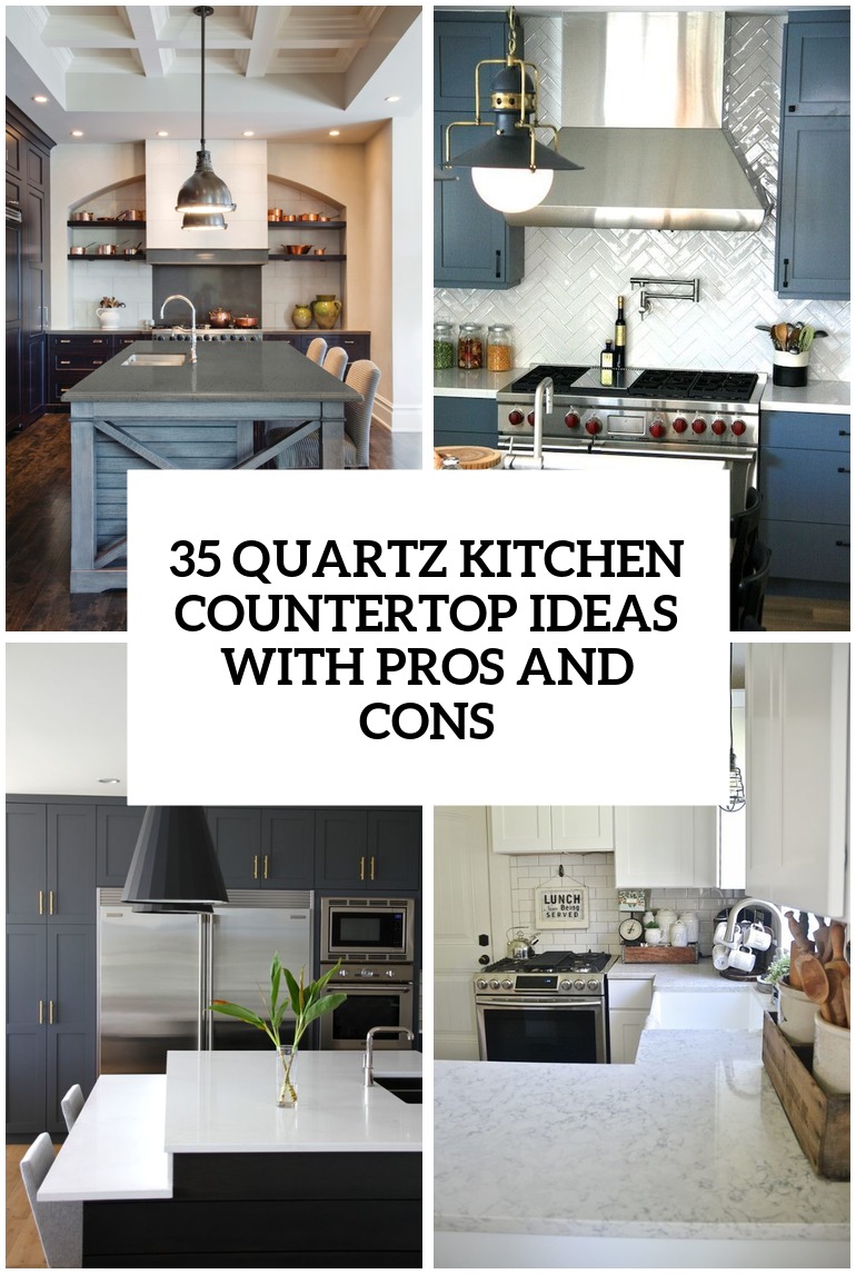 quartz kitchen countertops ideas with pros and cons