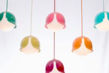 01 Colorful Snowdrop pendant lamps are a fun take on delicate spring flowers, and they have both a retro and modern aesthetics