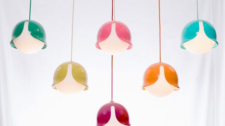 Colorful Snowdrop pendant lamps are a fun take on delicate spring flowers, and they have both a retro and modern aesthetics