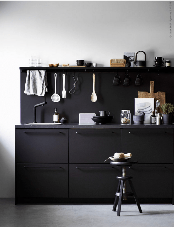 IKEA's Kungsbacka kitchen is a trendy moody one, with its industrial look and made of recycled timber core