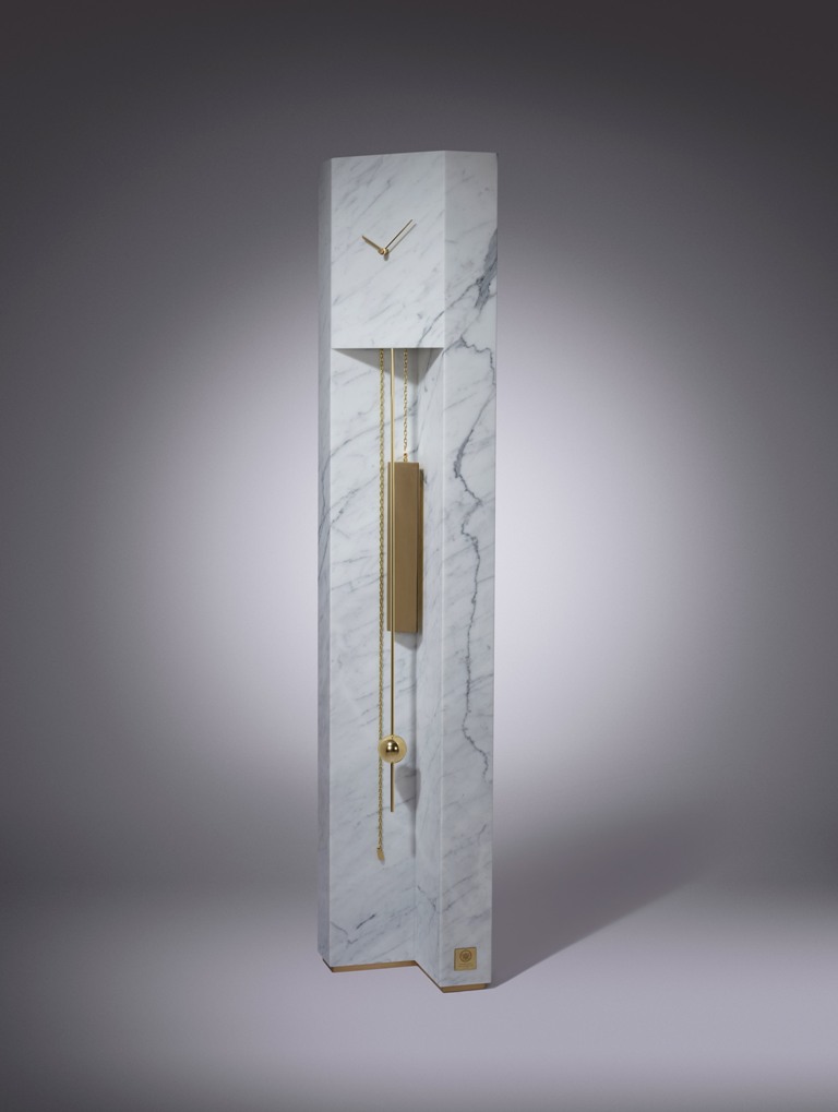 The Time Machine is a modern and fresh take on a traditional grandfather's clock, inspired by brutalist architecture