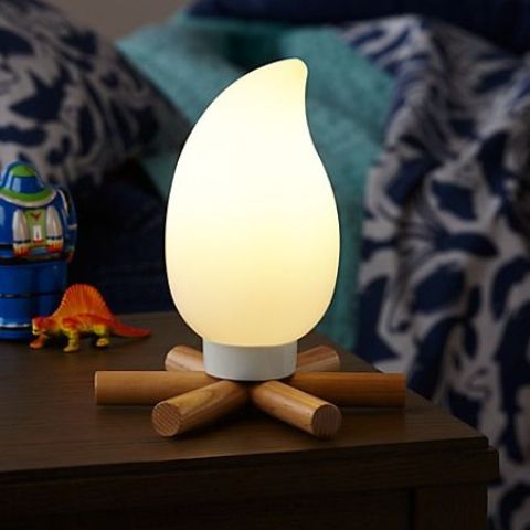 a campfire night light is perfect for a woodland or camping themed room