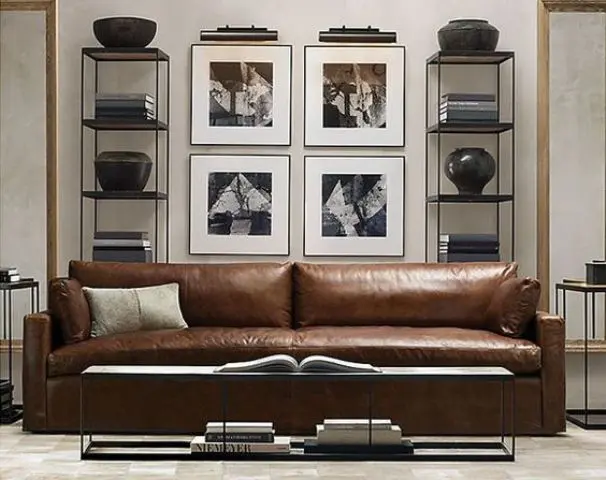 a gorgeous brown leather sofa just screams a masculine space, there's nothing better