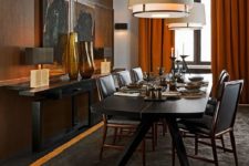 03 black dining table with X legs looks modern yet rustic