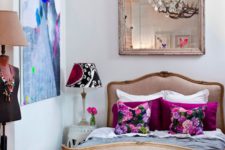 04 a bold girlish bedroom with a vintage crystal chandlier