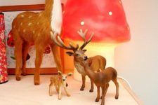 04 a cute mushroom table lamp and a deer composition for a woodland room