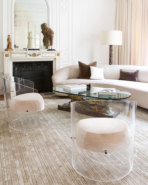 acrylic armchairs with upholstered seats