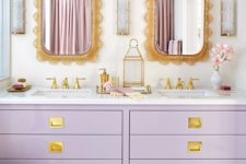 05 lavender double vanity with gold details for a glam bathroom