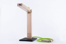 06 minimalist home office table lamp made of light-colored wood and LEDs