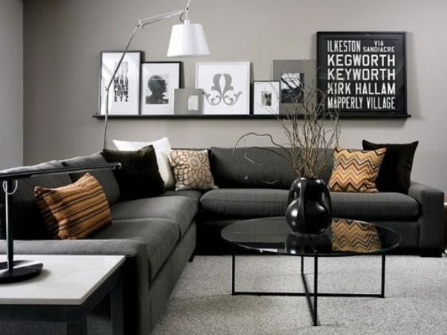 a large dark grey corner sofa will easily accomodate all your friends