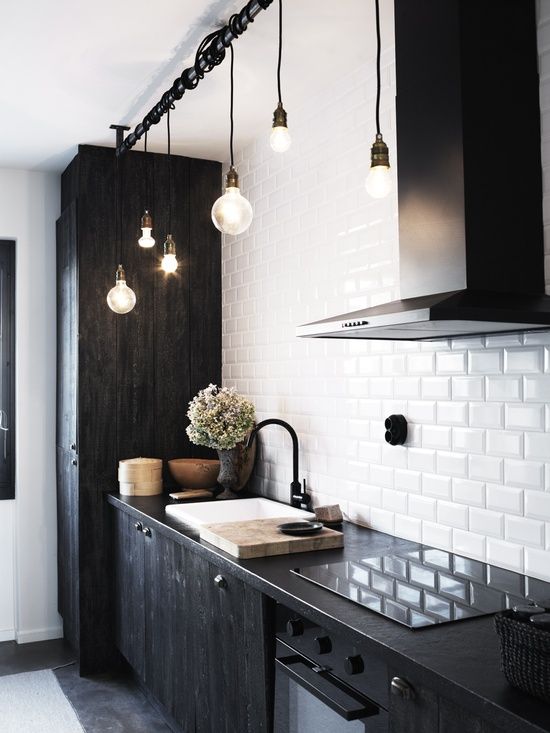 modern black and white kitchen design with a Scandinavian feel