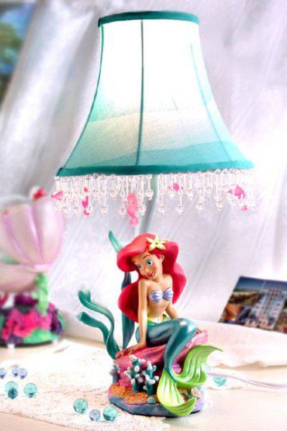bold Ariel the mermaid table lamp with crystals is ideal for a girl's sea-inspired room
