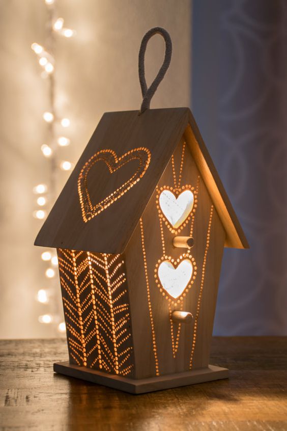 a wooden bird house night light is great for nurseries and kids rooms