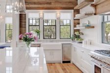 09 floating shelves for a sleek minimalist kitchen in white echo with a cypress wall