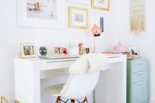 09 white desks are very popular for girlish spaces, they can easily match a lot of styles