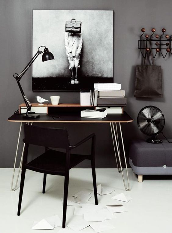 A black top and pin legs for a trendy mid century modern look