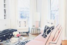 11 blush sofa with black details for a glam look