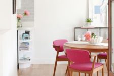 12 mid-century upholstered pink chairs are ideal for girlish spaces