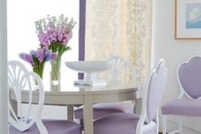 13 delicate lavender upholstery dining chairs with white look cute