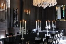 14 a vintage dining space with a gorgeous large crystal chandlier in white