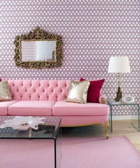 Refined pink dimaond upholstery sofa for a lady like space