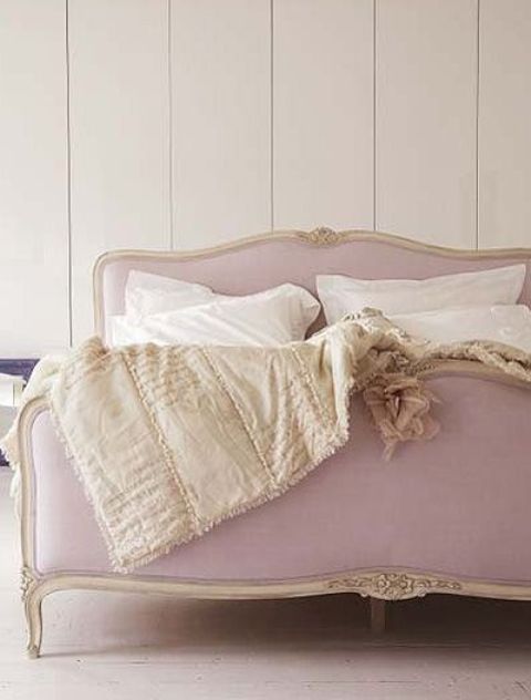 refined lavender-colored bed with gorgeous details