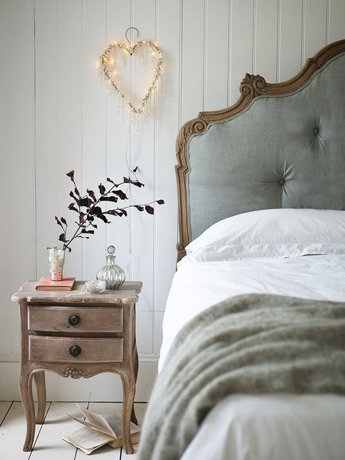 a refined rustic bedside table with a shabby chic feel