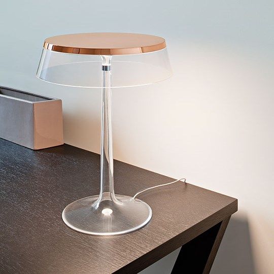 elegant modern lamp of copper and sheer glass
