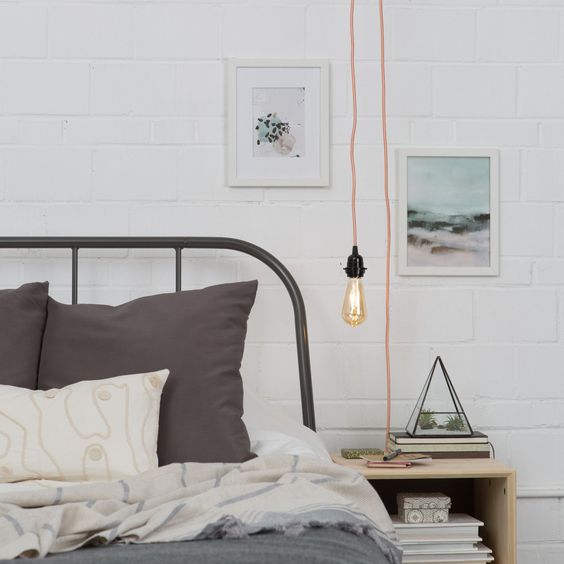 A plug in light with a copper cord is great for a Scandinavian or industrial space