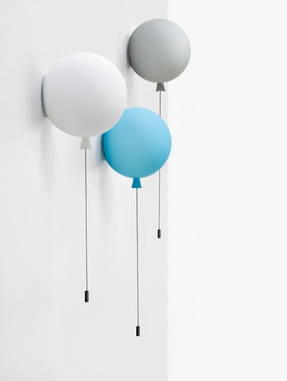 colorful balloon lamp combo on the wall