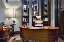 24 exquisite office design with glass booshelves and a sideboard