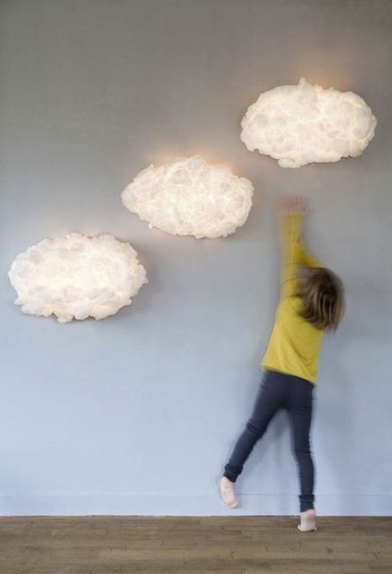 fluffy cloud combo for a kids' room wall