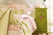 24 sage green vintage bedside table for a romantic and cute bedroom