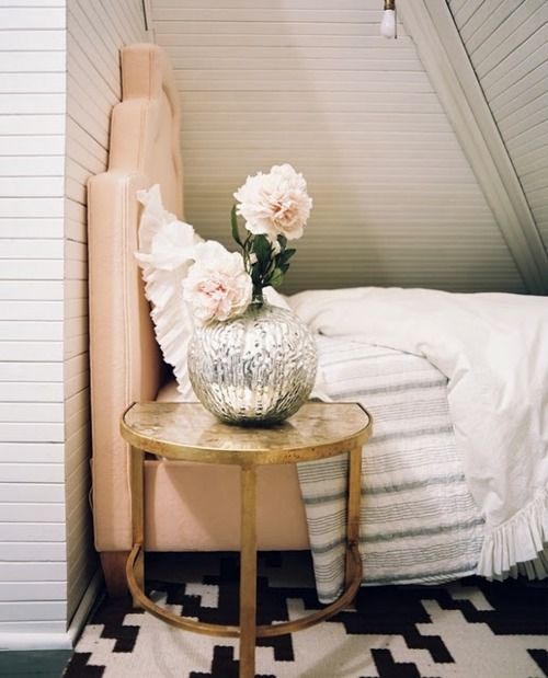 vintage metal gilded nightstand for a girlsh bedroom