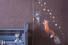 28 a star in the starry sky wall lamp with funny animal stickers