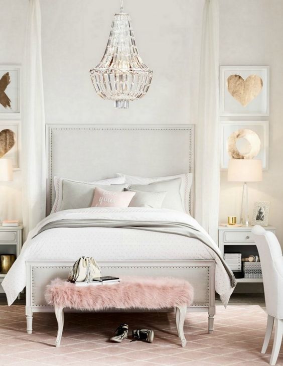 modern crystal chandelier for a cool glam bedroom