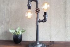 33 double industrial table lamp with bulbs and a faucet