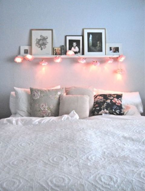 some hanging lights over your bed can be enough for illuminating