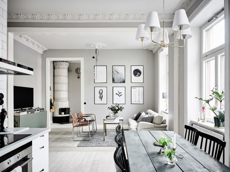 This adorable light filled apartment is done in classic Swedish style and if flooded with light