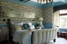01 This bedroom has a whimsy and eye-catching design with a beautiful and peaceful shade of blue